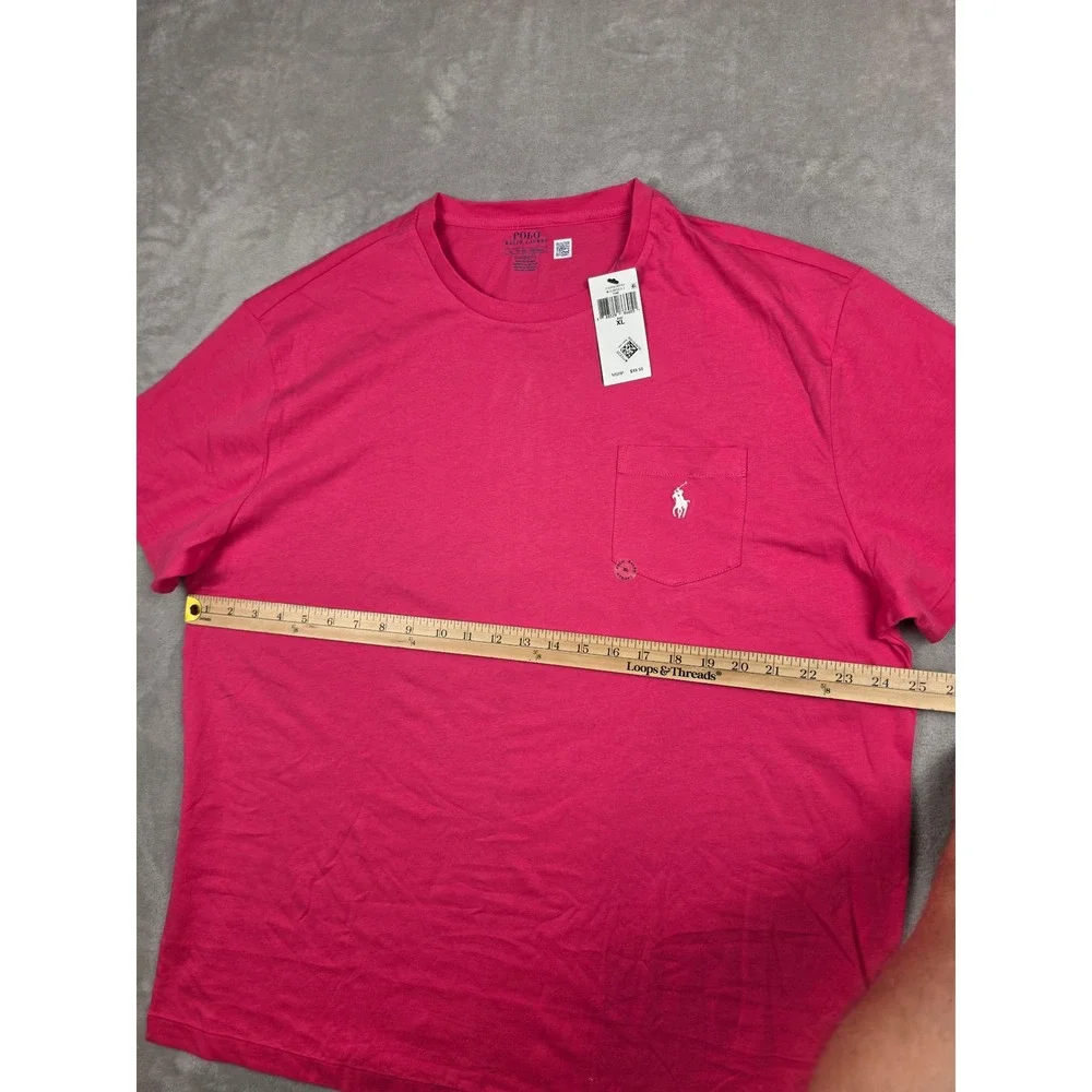 Polo Ralph Lauren T-Shirt Mens XL Pink Classic Fit Pocket Short Sleeve Tee